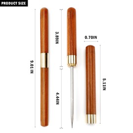 2 Pack Stainless Steel Ice Pick, 8-inch Pick Tool for Breaking Ice with Safety Cover, Non-Slip Wooden Handle Trident Ice Dispenser for Bartending, Ice Hockey Shaving, Bar, Banquet