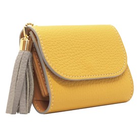 Kotkal Mini Wallet, Genuine Leather, Italian Leather, No Folding of Bills, mustard