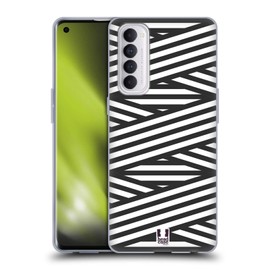 Head Case Designs Black And White Straps Optical Geometric Prints Soft Gel Case Compatible With Oppo Reno 4 Pro