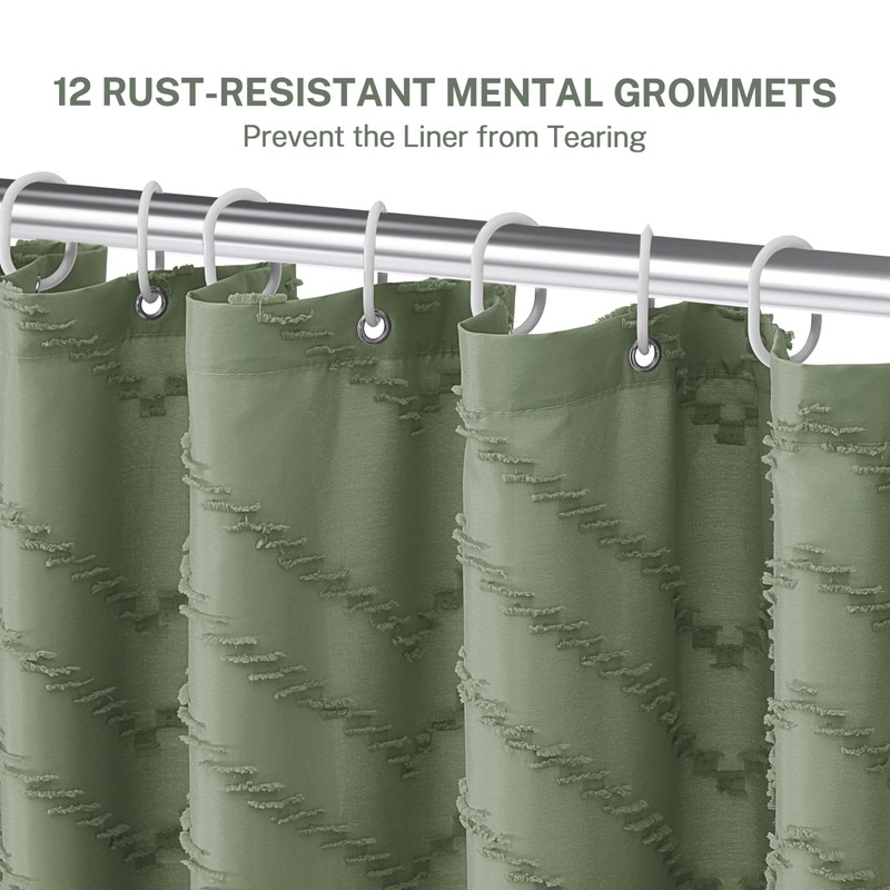 Siiluminisoy Sage Green Shower Curtain for Bathroom Boho Shower Curtain