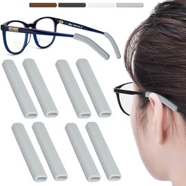 IYOOH 4 Pairs Silicone Glasses Ear Cushion, Eye Glasses Ear Grippers Anti Slip, Rubber Ear Pieces Non Slip, Soft Eyeglass Ear Cushions for Pain, Temple Sleeves Tips Ear Pads for Preventer (Grey)