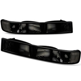Auto Dynasty Factory Style Front Bumper Lights Compatible with Chevy Express GMC Savana 1500 2500 3500 4500 2003-2024, Driver and Passenger Side, Smoked Lens Clear Corner