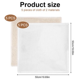10 PCS Cheese Cloths for Straining, 50x50cm Muslin Cloths for Cooking, Grade 100 Reusable Hemmed Cheesecloth 100% Unbleached Pure Cotton Muslin Cloth for Jam Making, Cheese Making,Straining Butter
