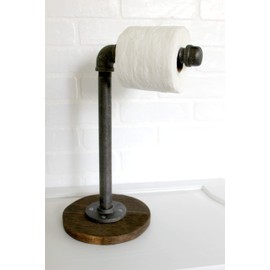 Freestanding Industrial Pipe Toilet Paper Holder stand, Toilet Roll Holder Industrial Farmhouse Bathroom decor, Bathroom fixture, Industrial Decor