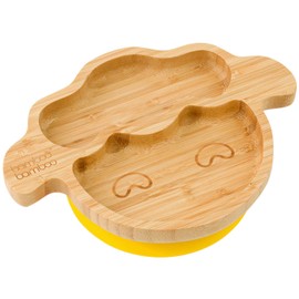 bamboo bamboo ® Baby and Toddler Suction Plate for Feeding and Weaning | Bamboo Plate with Secure Suction | Suction Plates for Babies from 6 Months (Yellow, Lamb)