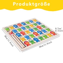 Fishing Game from 2 Years, Wooden Toy from 1 Year, Fishing Game Magnet, with Two Fishing, Montessori Toy from 1 Year, Fishing Gift for Girls and Boys