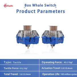 Kailh Box Whale Tactile Silent Keyboard Switch,for Mechanical Gaming Keyboard,3-Pin 45gf Quiet Pre-Lubed Waterproof Dustproof Switches(Whale.90pcs)