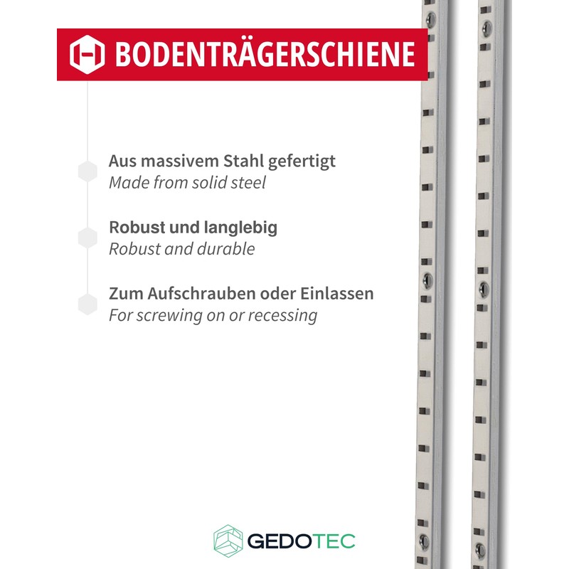 Gedotec Vari Shelf Support Rail Wall Rail Metal for Screwing