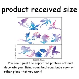 SUPERDANT Watercolor Dragon Silhouette Wall Decals Translucent Dragon Wall Sticker PVC Peel and Stick Wall Art Home Wall Decor for Bedroom Living Room Playroom Classroom Decoration