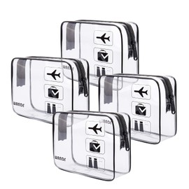 TSA Approved Clear Travel Toiletry Bag wih Zippers Carry-on Travel Accessories Quart Size Toiletries Cosmetic Pouch Makeup Bags for Men and Women (4pcs)