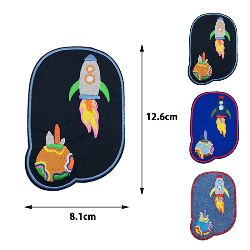 EUSTACE Patches, Space Applique Iron on Star Ball Patch, Denim