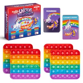 THE FIDGET GAME Unicorns vs Dragons, Fun Educational ABC Toys to Learn Alphabet, Numbers, Shapes & Colors, Interactive Learning Tools for Pre-K & Kindergarten