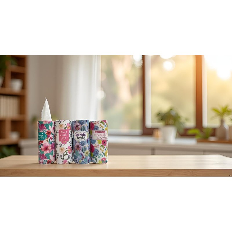Car Tissue Cylinder with Floral Design - Round tissues Holder,