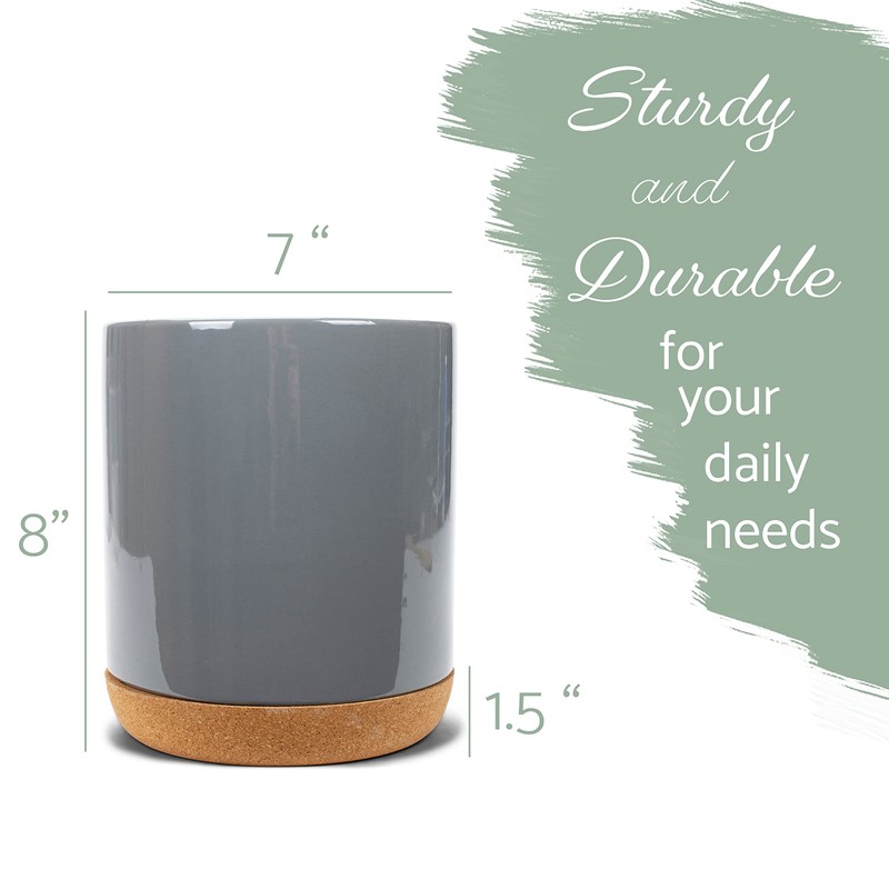 Elanze Designs Glossy X-Large Ceramic Stoneware Cork Bottom Kitchen Utensil