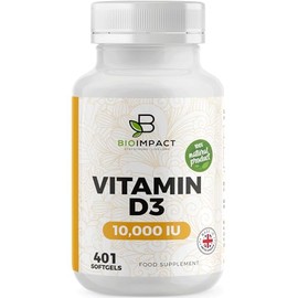 BIOIMPACT Vitamin D3 10,000 IU Softgels | High Strength | 401 Easy to Swallow Softgels | More Than Full Year Supply | Supports Immune System & Bone Health | Non-GMO & Gluten-Free | UK Manufactured