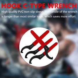 JNNJ Coilover Wrench Set Universal Wrench Motorcycle Shock Absorber, Adjustable Carbon Steel Thread Adjustment Tool, C Hook Wrench Collet Chuck for Car Bicycle (38-42 mm)