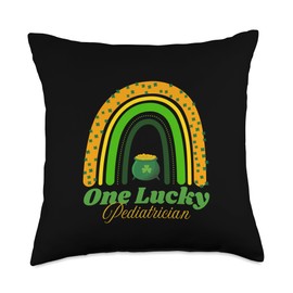 Lucky Pediatrician St. Patrick's Day Irish Ireland Shamrock Throw Pillow