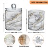 BOENLE 2 Pack Qtip Holder Dispenser White Grey Marble Bathroom