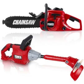 Arrowbash 2 Pcs Toy Gardening Tool Set for Kids Toy Chainsaw, Weed Trimmer Battery Powered Gardening Tool Set with Lights and Sounds Gift for Boys Girls