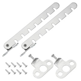 sourcing map Window Restrictor Latch Window Safety Lock Stopper, Limit Stay Adjustable Casement Window Limiter with 7 Slots for Inward Opening Window, Silver Tone (2 Set, 43mm)