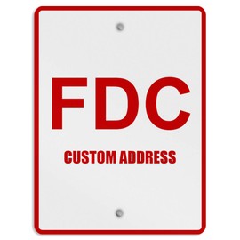 Aluminum Weatherproof Metal Sign Multiple Sizes Fdc White Fire Department Connection Warning Compliant Custom Address Vertical Street 9x12Inches
