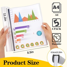 Report Covers with Sliding Bar, Clear Report Covers for A4 and Letter Size Paper, Resume Covers Presentation Folders File Document Binder for School Business, 70 Sheet Capacity