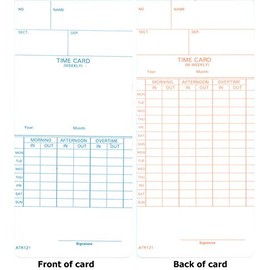 1000 ATR121 Time Clock Cards for Acroprint ATR120 and ATR120r