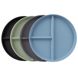 Soptalles 9 Inch Portion Control Plates Set, 4 Pcs Divided Plates for Adults, Round Bariatric Dinner Plate, Dishwasher and Microwave Safe