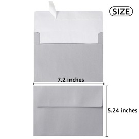 50 Pieces Metallic Color Self Seal Envelopes for Greeting Cards, Invitations, Postcards (Silver, 5x7)