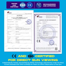 Kesseph Solar Eclipse Glasses Approved 2024, 11 Pack Solar Eclipse Observation Glasses CE And ISO Certified, Safe Shades For Direct Sun Solar Eclipse Viewing, Bonus Smartphone Photo Filter Lens