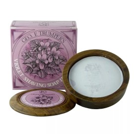 Geo F. Trumper Violet Hard Shaving Soap In Wooden Bowl or Refill Full Size NIB - Wooden Bowl