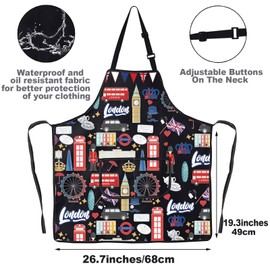 MYSOMY London Cooking Apron London Themed Gifts London Chef Apron London Baking Apron London Lover Gifts London Souvenir Gifts (London bl UK)