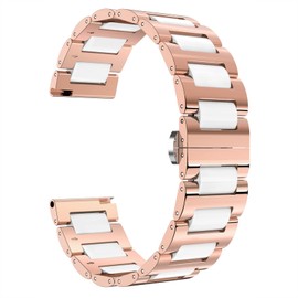 BINLUN Replacement Bracelet Stainless Steel Ceramic Bracelet Polished 12 mm / 14 mm / 18 mm / 20 mm / 22 mm with Butterfly Buckle, 22 mm, Stainless steel and ceramic