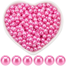 SOFPLATE 1000Pcs 6mm Pearl Beads Pink Acrylic Pearl Beads Round Loose Pearls with Hole Crafts Pearl Spacer Beads for Jewellery Making Accessories DIY Necklaces Bracelets Earrings Rings Vase Filler
