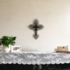 Yamfurvo Antique Wall Mount Layered Cross, Metal Scrolled Wall Art