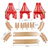 OrgMemory Railway Set, 3 Pieces Hanging Bridge, Wooden Train Railway