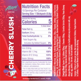 Alani Nu CHERRY SLUSH, Energy Sticks Drink Powder, 200mg Caffeine, Pre Workout Performance with Antioxidants, On-The-Go Drink Mix, Biotin, B Vitamins, Zero Sugar, 5 Calories, 10 Pack