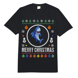 Merry Christmas Shark Ugly Sweater Xmas Knit Comfort Colors Adult Heavyweight T-Shirt
