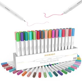 DOOHALO Dual Tip Pens Set (48 Pcs) for Cricut Joy, Fine Point Marker Pen(0.4 Tip and 1.0 Tip),Dual Tip Coloring Brush Pen for Writing and Drawing,Compatible with Cricut Joy Machine