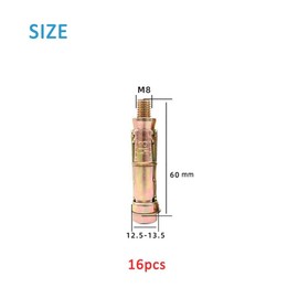 16pcs Heavy Duty Anchor Bolts, M8*60mm Expansion Bolts Concrete Screws, Wall Fixings Plugs, Wall Anchors for Brick Masonry, Drywall