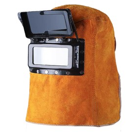 T TOVIA Welder Helmet, Leather Welding Hood Auto Darkening Full Protective Welding Mask, Solar Auto Darkening Filter Lens for Welding Workers (Full Head)