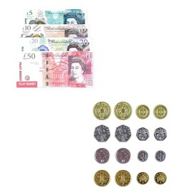 The Home Fusion Company Childrens Kids Fake Toy Shop Game Play Money Pound Notes & Coins