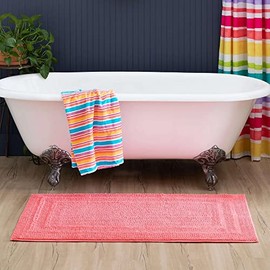 Coral Rose Shower Rugs for Bathroom Size 2 3" x 3 9', Extremely Soft Plush Versatile Durable & Functional 100% Cotton Reversible Luxuriously Thick | All Season Extraordinary Absorbency Long Lasting