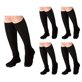 Nursery Nurse Arch Support Compression Socks Medical Office Women's 23-25 Black (5 Pairs) 900022A