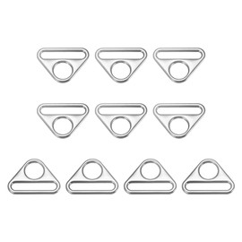 uxcell Triangle Buckle Adjuster, 10Pcs 3/4 Inch Triangle D Rings Adjuster Triangle with bar Swivel Clip for Webbing Bag Strap, Silver Tone