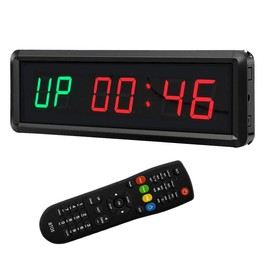 BTBSIGN LED Interval Timer Count Down/Up Clock Stopwatch with Remote for Home Gym Fitness (Two Green+Four Red)