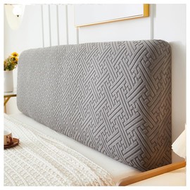 W WWEENUO Stretch Bed Headboard Cover Full Queen King Size, Dustproof Bed Head Protector Cover, Washable Jacquard Headboard Slipcover for Bedroom Decor (Dark Gray, 70.8in/1.8m)