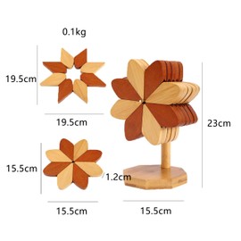 sapisecret Heat Resistant Bamboo Coasters for Glasses, Wooden Trivets, Felt Coasters, Wooden Coasters for Glasses and Cups, Pack of 5 Coasters