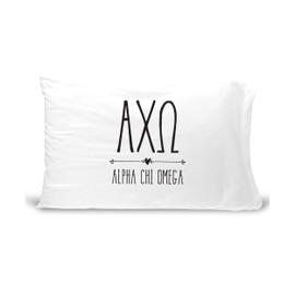 sockprints Alpha Chi Omega Pillowcase - Boho Greek Letters and Name Pillow Covers. 100% Cotton Standard Size 20x30 Inches Pillow Case with 220 Thread Count