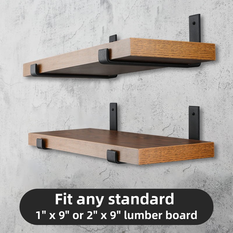 6-Pack Heavy Duty J-Shaped Shelf Brackets with Lip, 9-Inch Industrial